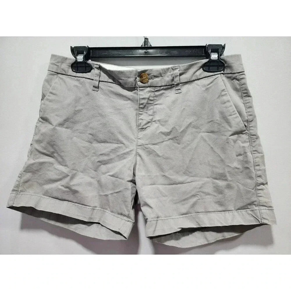 Old Navy Grey Shorts Flat Front Mid Rise Size 2 Stretch Chino Khaki Everyday - Picture 1 of 4
